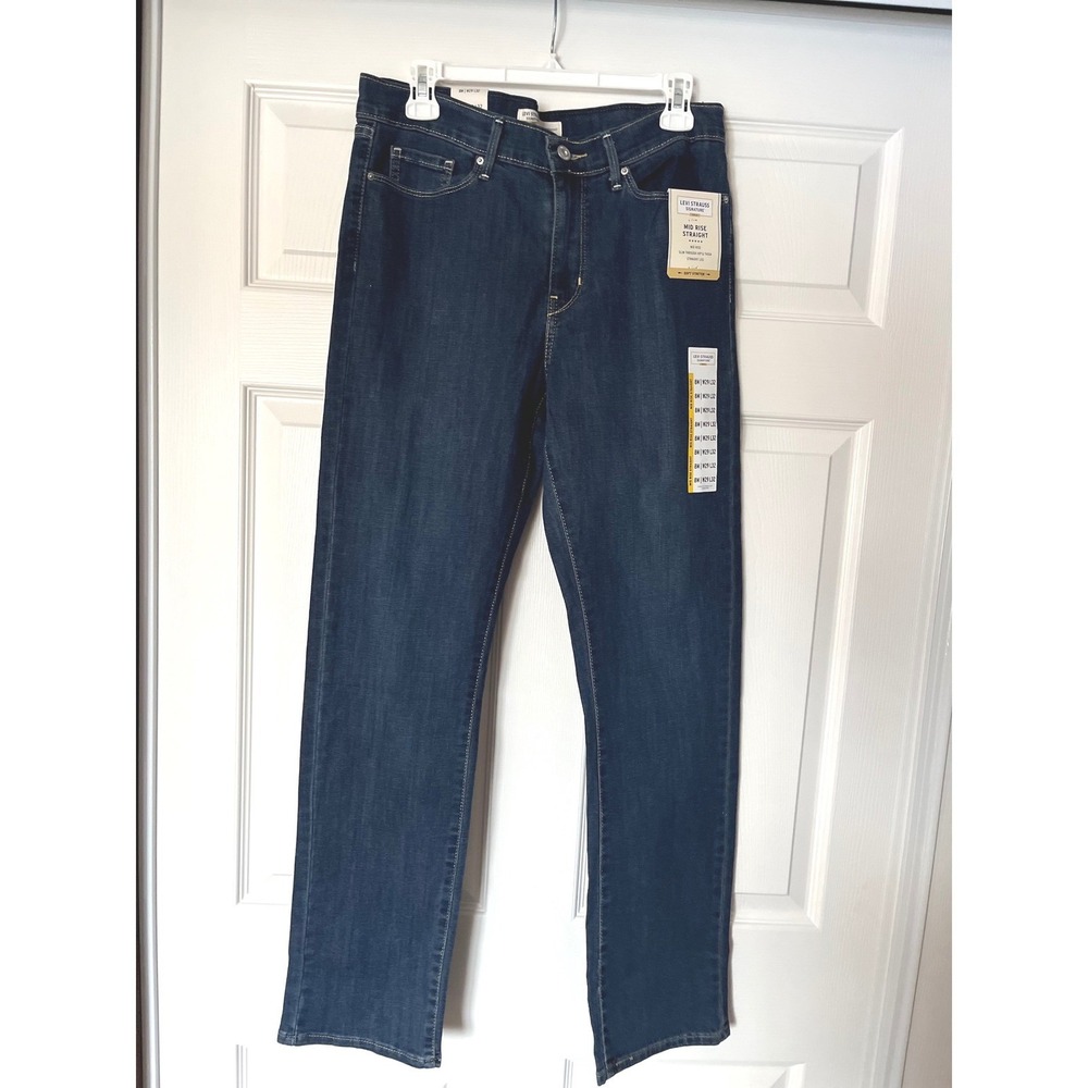 Levi Strauss Signature Gold Mid Rise Straight‎ Jeans Women 8M W29 L32 Dark Wash